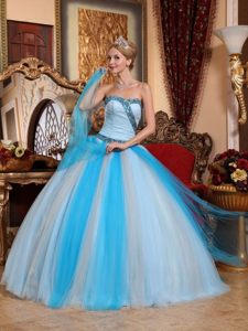 Beaded Light Blue Sweetheart Quinceanera Gown Dress Hot on Sale