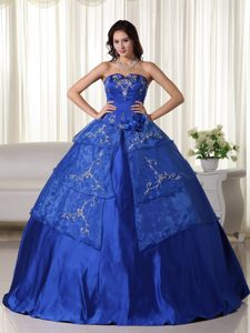 Rancho Cucamonga CA Embroidery Accent Royal Blue Quince Gown