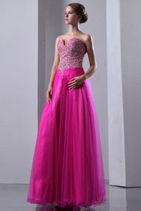 Beautiful Lace-up Sweetheart Beaded Hot Pink Prom formal Dress