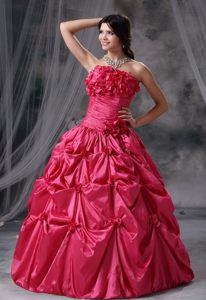 Breathtaking Coral Red Ball Gown Pick Ups formal Prom Dress