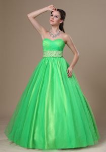 Customize Spring Green Prom Celebrity Dress Sweetheart Beaded Sash