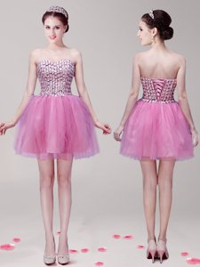 Fabulous Lilac Sweetheart Neckline Beading Evening Dress Sleeveless Lace Up