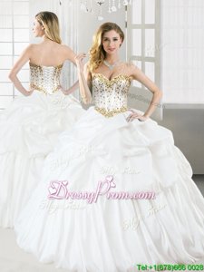 High Quality Floor Length Ball Gowns Sleeveless White Sweet 16 Quinceanera Dress Lace Up